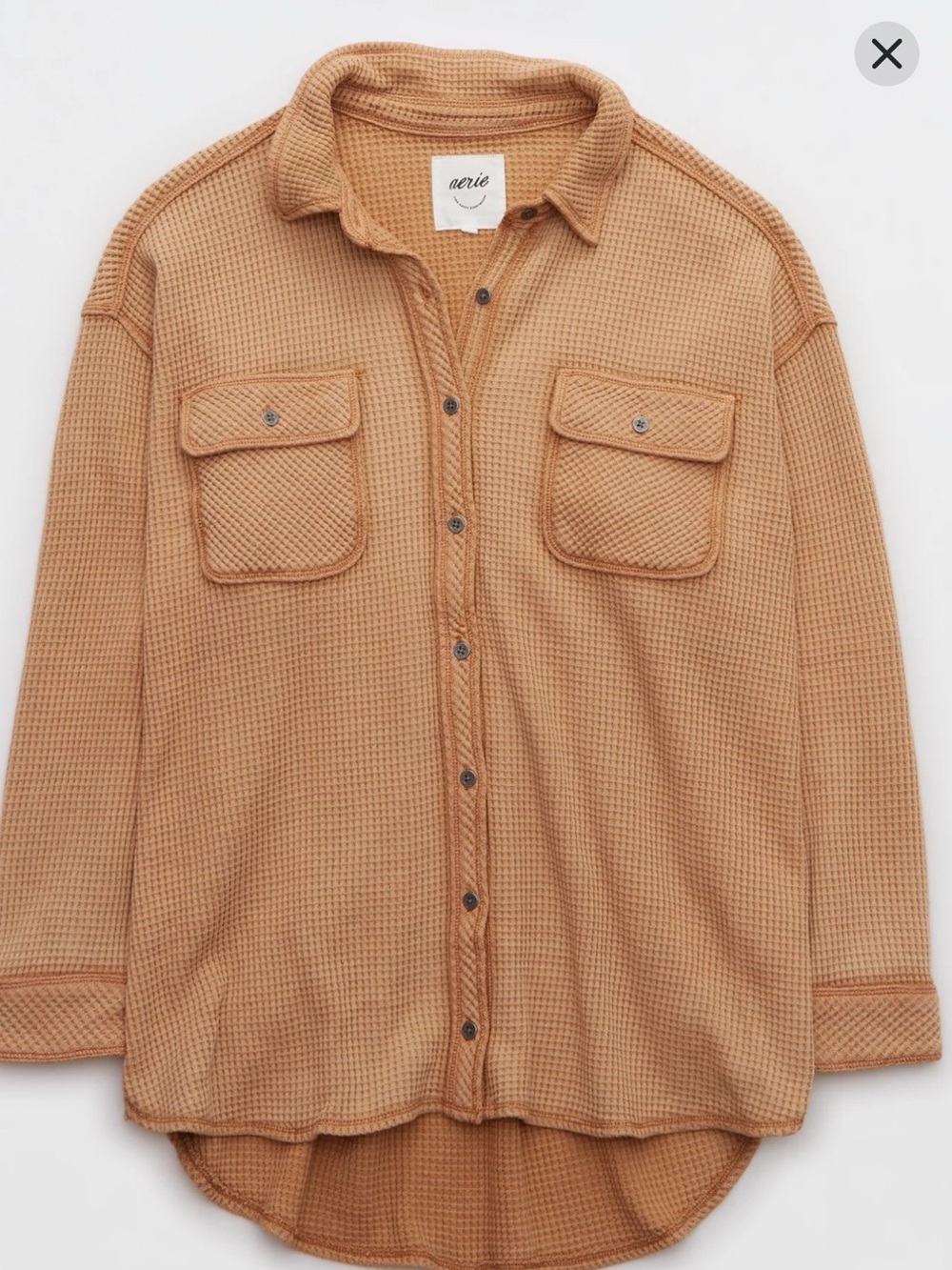 Aerie Lumberjane Waffle Knit Button Down Shirt Cappaccino Tan Size
Medium - Picture 4 of 10